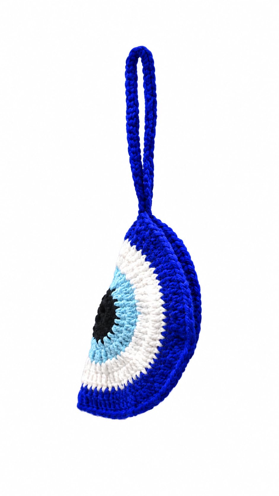 Crochet Evil Eye Goggle Pouch, Blue and White, Snap Closure, Handmade Glasses Case-image-42