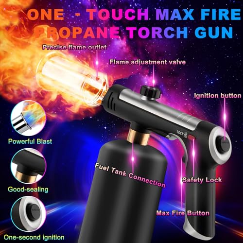 Image of ARTFLAMM Powerful Propane Torch Gun, Kitchen Cooking Torch, Culinary Torch Campfire Starter, Adjustable Grill Torch for Searing Steak, BBQ(Propane Tank Not Included)