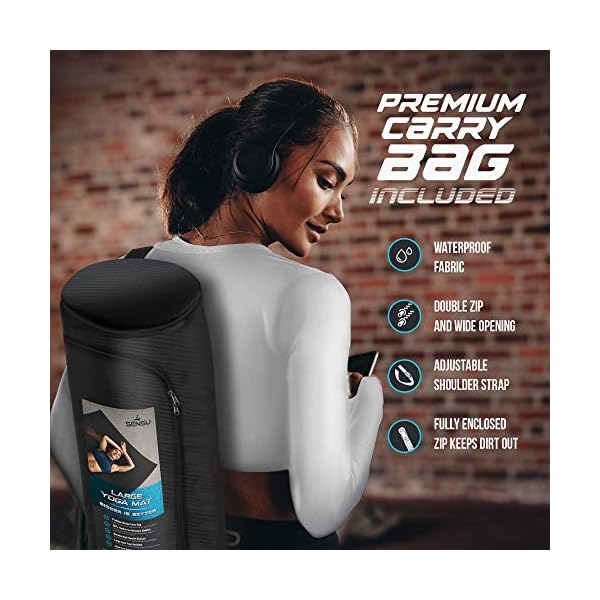 Sensu Large Yoga Mat - 6’ x 4’ x 9mm Extra Thick Exercise Mat for Yoga, Pilates, Stretching, Cardio Home Gym Floor, Non- Slip Anti Tear Eco-Friendly Workout Mat - Use Without Shoes