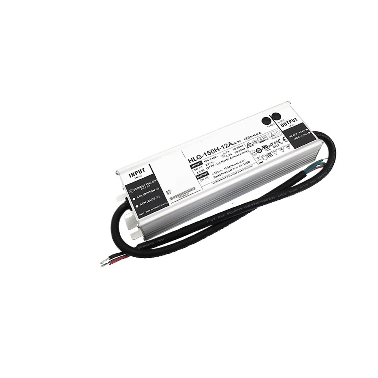 Alimentation LED étanche avec PFC actif HLG-150H-12 bloc 150W anti scintillement