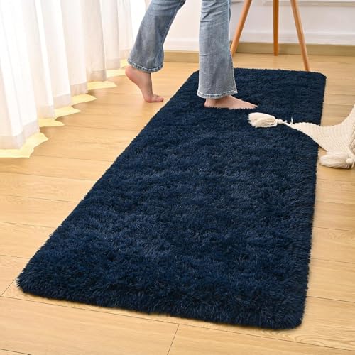 Image of 2x4 feet Soft Runner Rug for Living Room and Bedroom, Modern Indoor Floor Carpet with Non-Slip Backing, Comfortable Decorative Home Decor Rug, Easy Clean & Durable- (Blue, Rectangular)