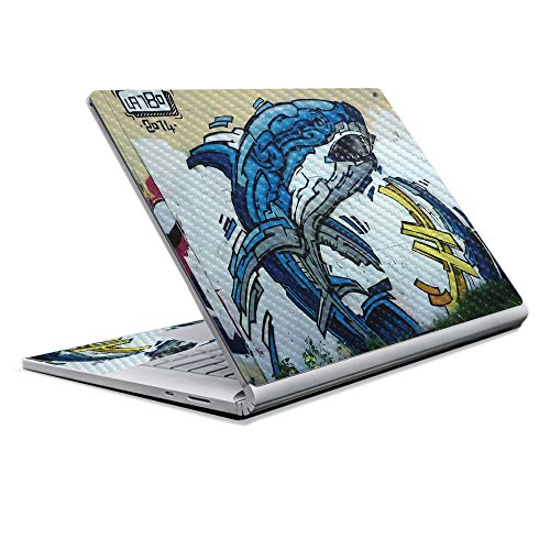 Image of MightySkins Carbon Fiber Skin for Microsoft Surface Book 2 13 inch (2017) - Robo Shark,Protective, Durable Textured Carbon Fiber Finish,Easy to Apply, Remove, and Change Styles,