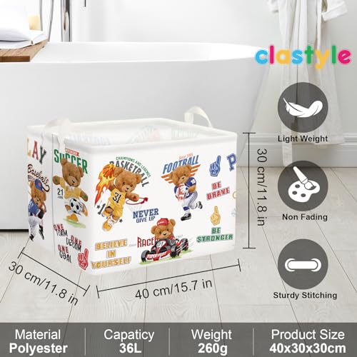 Image of Clastyle Racing Car Sports Ball Basket for Boy Basketball Soccer Baseball Bear Gift Basket Rectangle Clothes Book Toy Chest Storage Cube, 36L