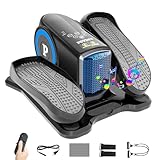Under Desk Elliptical Machine, Elliptical Leg Exerciser with Bluetooth Speaker, 12 Adjustable Speeds, Auto & Manual Modes, Remote Control & LCD Touchscreen Ideal for Seniors (Blue)