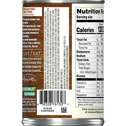 Wolfgang Puck Organic Hearty Garden Vegetable Soup, 14.5 oz. Can (Pack of 12) - Thumbnail 2