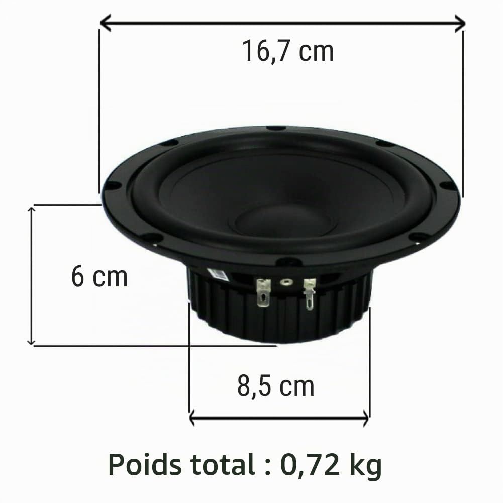 Renegade RX6.2C kit système 2 Voies 6.5" 165 mm 16.50 cm de diamètre 100 Watt rms 200 Watt Max woofer Tweeter Crossover Voiture 4 ohm Noir, la Paire + 3 Sticker Cadeau