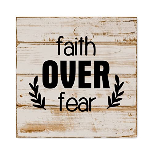 Panneau en bois Faith Over Fear : le cadeau de pendaison de crémaillère
