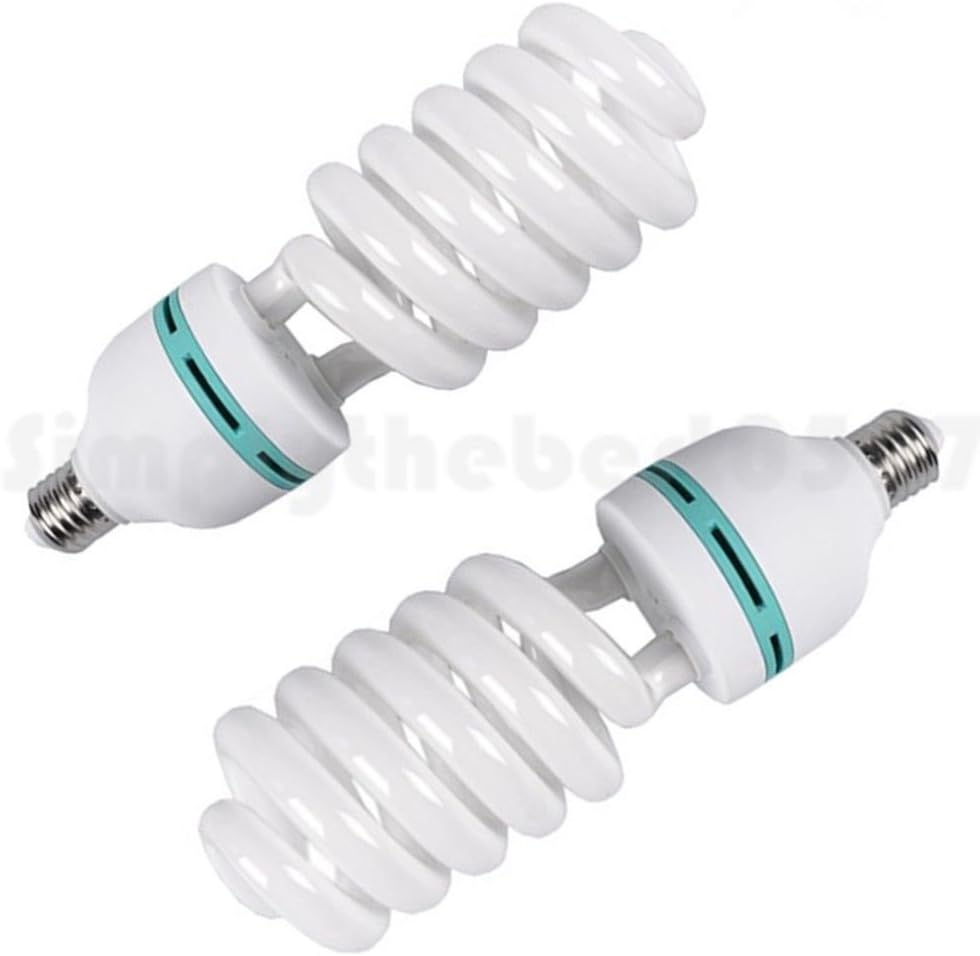 SLOJP 2x 125W E27 5500K Photo Studio Bulb, Photography CFL Spiral Video Lamp, Daylight Balanced Fluorescent Energy Saving Light, for Softbox Lighting Soft Box Light
