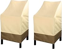 Vista 14 de RosieLily Fundas apilables de respaldo alto para taburetes de bar al aire libre, fundas impermeables para muebles de patio beige con asiento