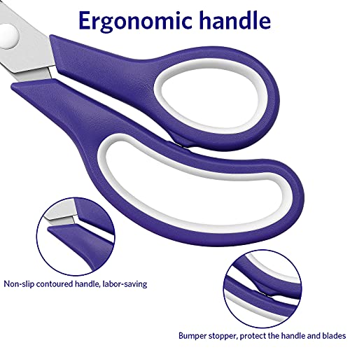 Uaugulft Schere, Multifunktionale Haushaltsschere aus Edelstahlklingen, Multifunktionale Schere mit weichem Griff, Mehrzweckschere, Lila & Weiß (5er Pack) - Image 6