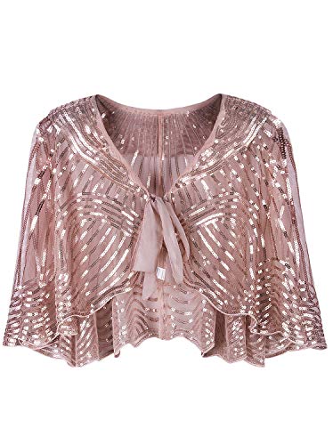 Vijiv 1920s Vintage Style Cape Jacket Embellished...