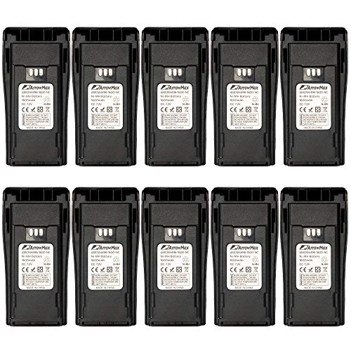 Arrowmax 10 Pack AMCM4496-1600-D 1600mAh NNTN4496 NNTN4497 Battery for Motorola CP140 CP160 CP-200 CP200 CP200XLS