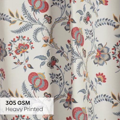 Image of haus & kinder Digital Printed Cotton Window Curtain 5 Feet Long Pack of 1 Window Curtain, 5 Feet Curtain for Window (Saffron Garden, Multi 130x152 CM)