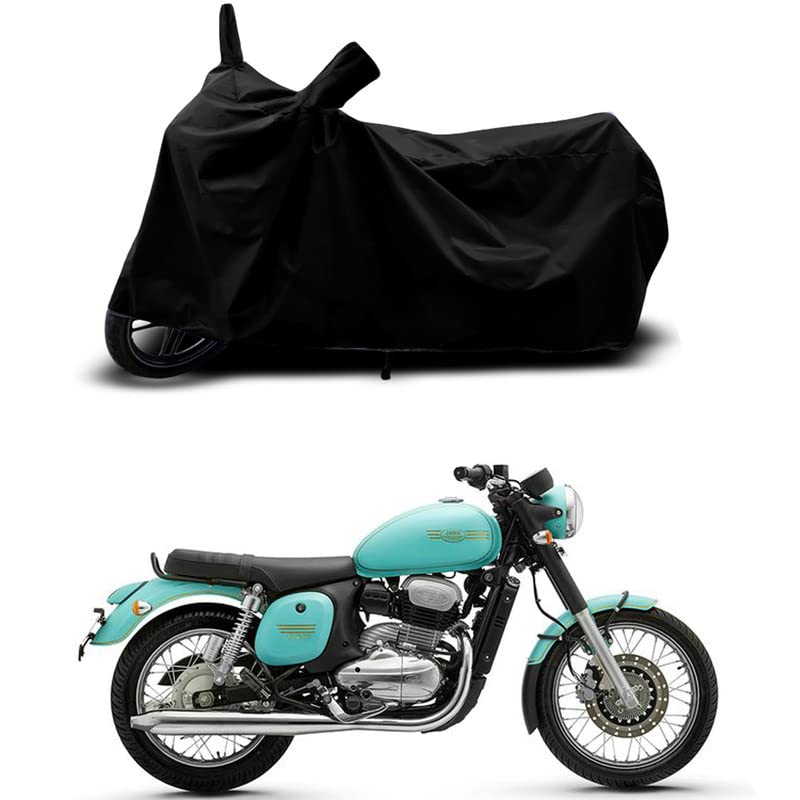 Image of 100% Scratchproof /UV-Rays /Heat Protection /Birds Dropping /Water Resistant /Dust Proof /Waterproof /Full Bike Scooty Two Wheeler Body Cover Compatible for Jawa Forty Two All Varients[Black]