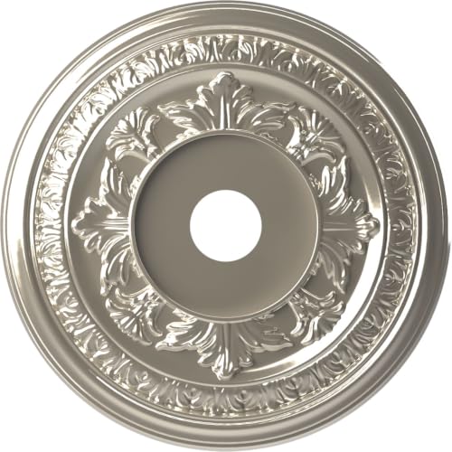 Image of Ekena Millwork CMP22BABCR Baltimore Thermoformed PVC Ceiling Medallion (Fits Canopies up to 7 3 /4 inch), 22 inchOD x 3 1 /2 inchID x 1 inchP, Bright Coat Chrome