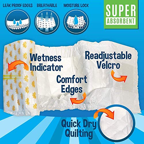 Image of Bodhi Dog Disposable Male Dog Diapers - Super Absorbent, Leak-Proof Pee Wraps - Adjustable Fit, Comfortable Design, Advanced Moisture Control, and Wetness Indicator - Medium (20 Count) (Pack of 3)
