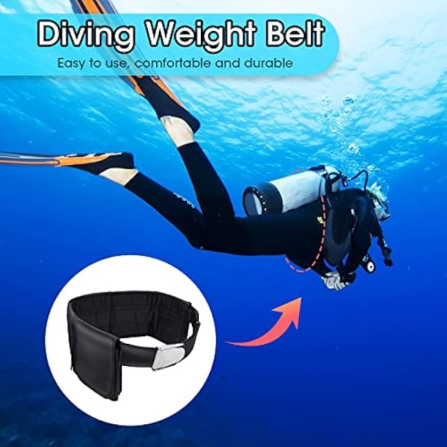Scuba Weight Belt with 5 Pockets, Quick-Release Buckle Diving Pocket Weight Belt Adjustable Snorkeling Webbing Weight Pouch Belt fit for Waist 32 to 52 (Not Including Weights)