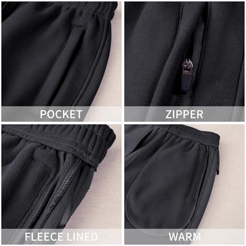 Womens Fleece Lined Sweatpants Drawstring Elastic Waistband Winter Warm Joggers Pants with Pocket3