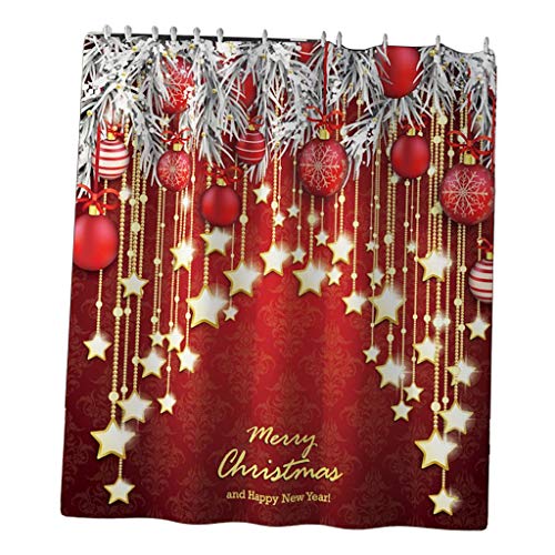 Tubayia Weihnachten Deko Badezimmer Zubehör Set Duschvorhang Badematte Toilettendeckelbezug Toilettenmatte – Bild 6