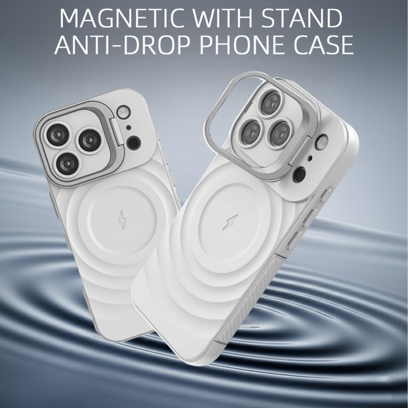Image of LuxuryKase Shockproof Case for iPhone 17 Pro Max | Ripple Pattern | Camera Protection | Inner Velvet Fabric Lining | Protective Cover with Enhanced Grip & Wireless Charging Support - White