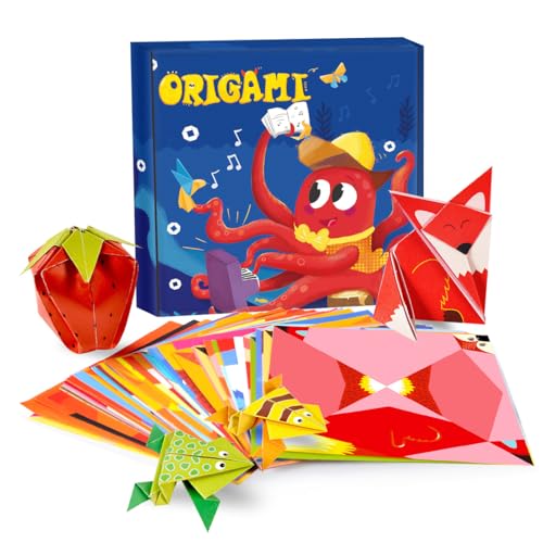 PYEUIFT Kit De Origami Para Niños, 108 Hojas 14x14cm, Papier Origami, Papiroflexia Para Niños, Folios De Colores, Papier De Origami, Für Niños Ab 3 Años Manualidades