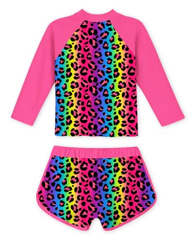 Image of TUONROAD Girls 2 Pieces Rash Guard Swimsuit Long Sleeve Tankini for 4-10 Years