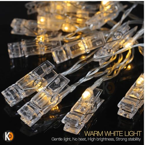 Image of K D Plastic Photo Clip String Lights - 3 Meter, 16 LED Warm Yellow Fairy Lights for Home, Room, Party & Festival Decoration (Photo Clip)