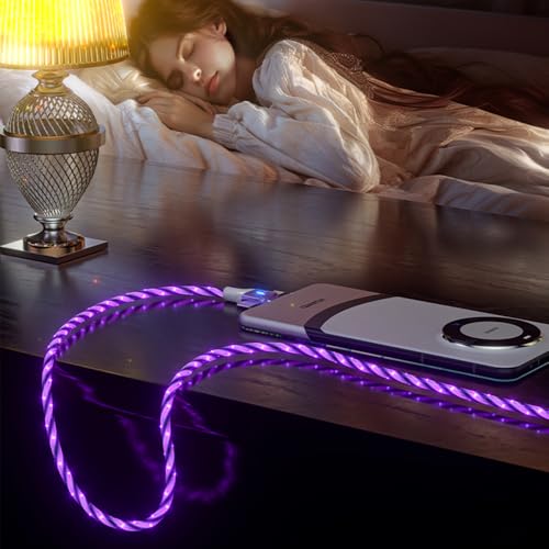 Chargeur 6 en 1 multi-ports AYI câble Type C et USB A violet lumineux