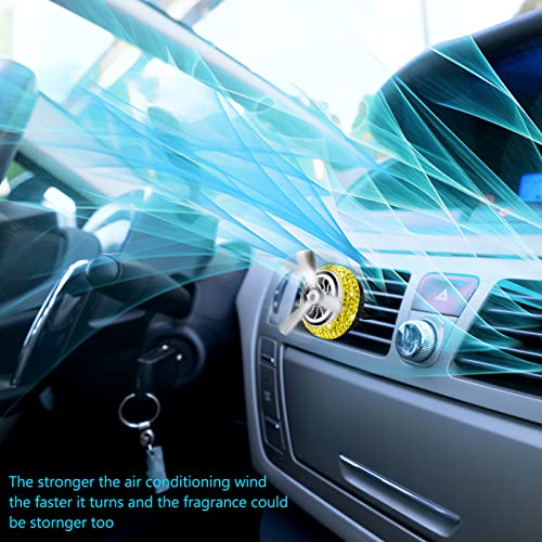 Image of eing Car Air Freshener,Turbo Spinning Car Vent Clip Fragrance Diffuser,Essential Oil Air freshener with Bling Diamonds,Stylish Propeller Shape Car Decor (1-Pack,Yellow)