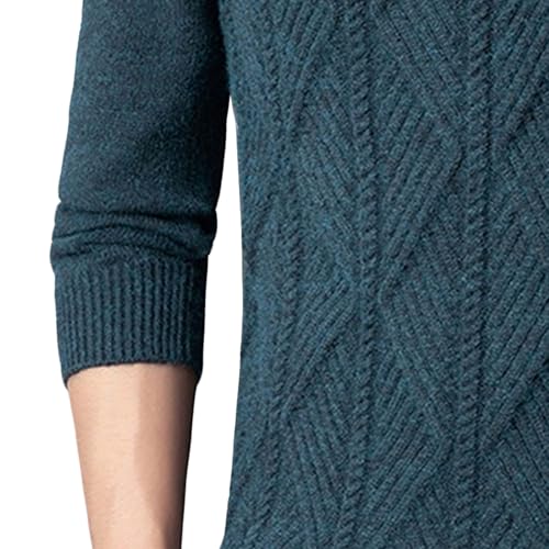 Suéter de punto trenzado para hombre con cuello alto y medio botón estilo casual 5