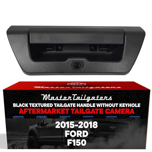 Image of Master Tailgaters Black Tailgate Handle with Backup Camera Replacement for Ford F150 (2015-2018) | No Key Hole | IP68 Waterproof | Parking Grid Lines Available | Easy to Install
