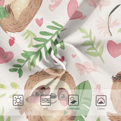 Wusikd Cute Sloths Hearts Girls' Underwear Cotton Girls Briefs Soft Toddler Underwear 2T3