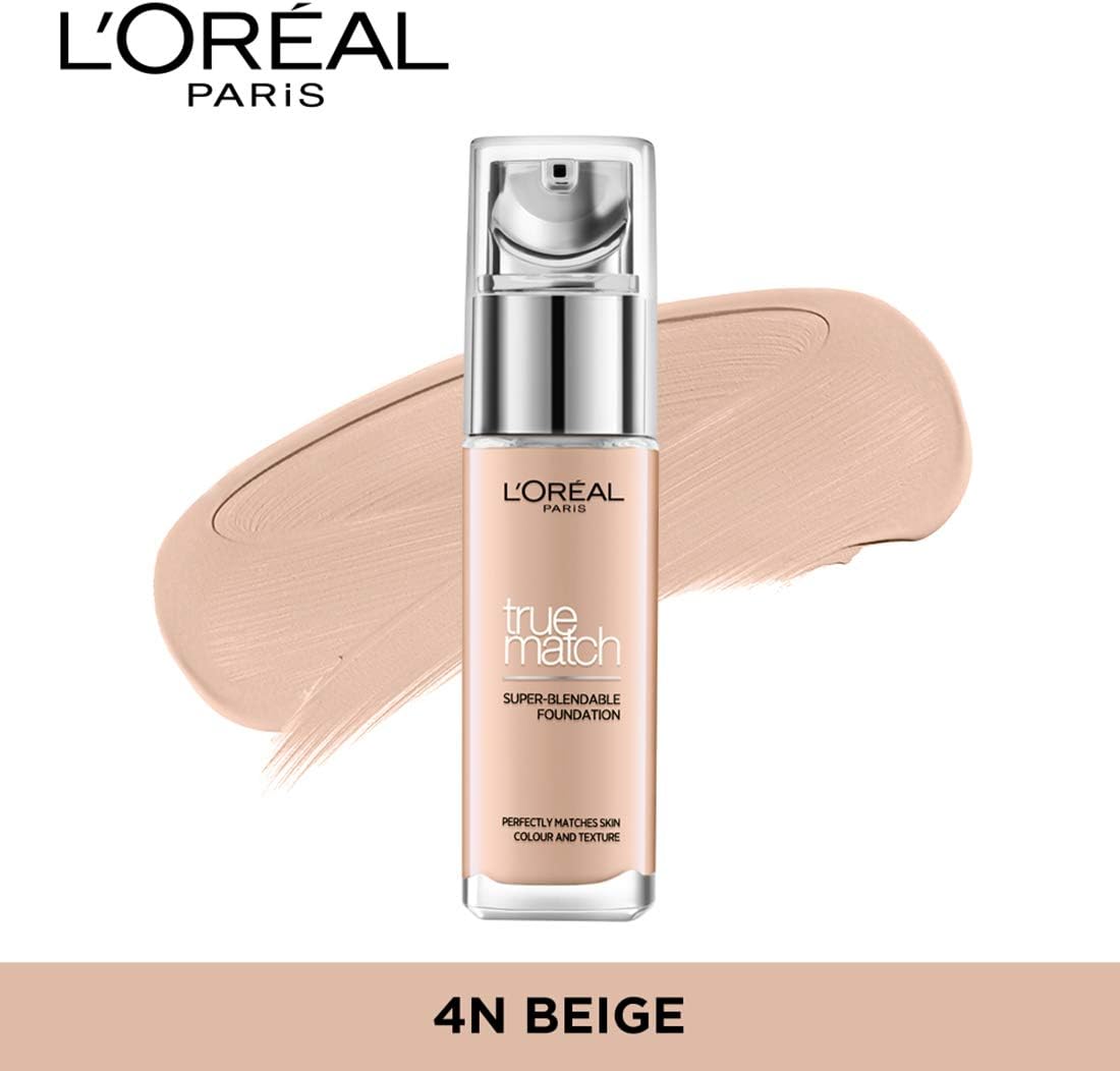 L'Oreal Paris Foundation True Match Liquid Foundation 4N with Hyaluronic Acid & SPF 16 30 ml, 30 ml (Pack of 1) - Image 4