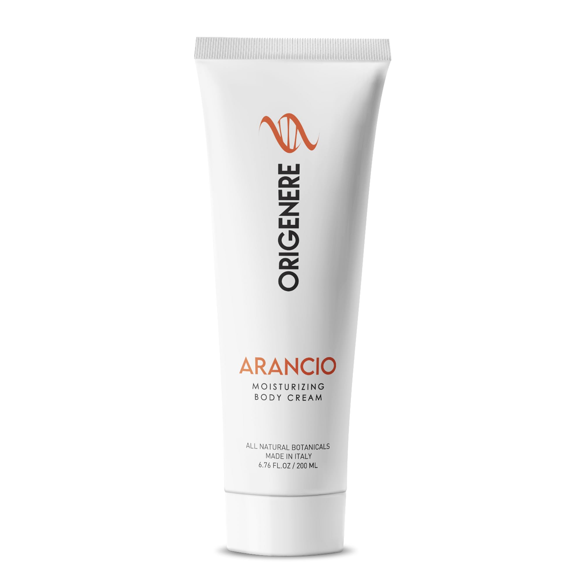 ORIGENERE Arancio Moisturizing Body Cream. All-Natural Botanicals, with Boreal Bark Extracts. Hydrating cream with essential nutrients like Vitamin E & Omega-3. Woody, Spicy, Citric Scent.