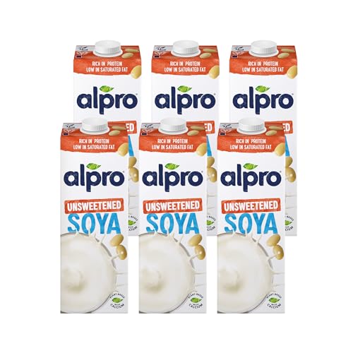 Alpro Soya Unsweetened Drink 100% Plant-Based Lactose & Dairy Free - 1L (6X1L)