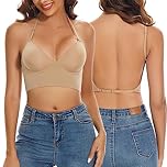 Reggiseno Donna Push-Up Schiena Bassa Scollo V Spalline Multiway Convertibile Fili Sollevamento