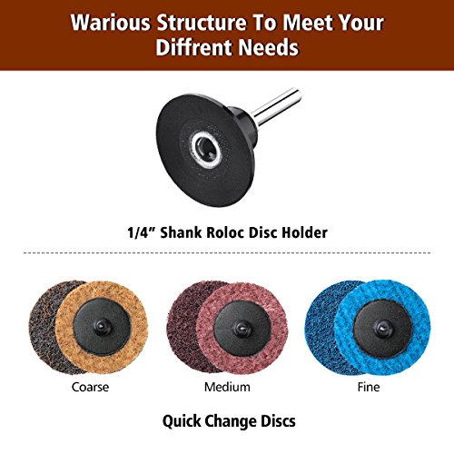 DRILLPRO 70Pcs Sanding Discs Set, 2 inch Roloc Quick Change Discs with 1/4 inch holder, Surface Conditioning Discs for Die Grinder Surface Strip Grind Polish Burr Finish Rust Paint Removal(Updated) - Thumbnail 6