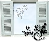 Fenstertattoo ~ Pflanze, Baum, Blumenranke ~ glas016-57x41 cm 600039 Aufkleber für Fenster, Glastür und Duschtür aus Glas, Fensterbild, wasserfeste Glasdekorfolie in Sandstrahl - Milchglas Optik