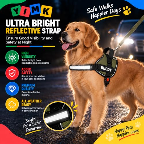 Image of Khaki Dog Vest Harness with Leash - No Pull, Reflective & Adjustable
