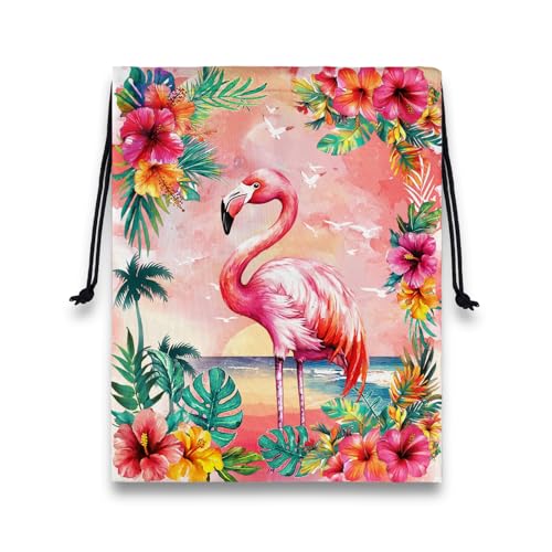 Image of Pink Bird Beach Grip Bag for Gymnast Drawstring Athlete String Bag for Travel