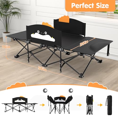 Image of Suteck Kids Camping Cot, Comfortable Toddler Cot Bed Easy to Store and Use, Portable Sleeping Cot with Guardrail, Lightweight Bed for Outdoor Indoor Home