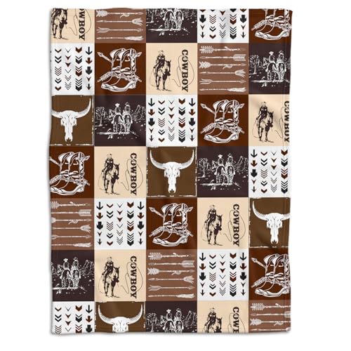 Image of Western Blanket, Western Decor for Nursery Room, Baby Blankets for Boys Girls, Cowboy Baby Blankets, Western Baby Stuff, Soft Warm Lightweight Nursery Bed Blanket for Newborn Toddlers (01, 50x60 in)