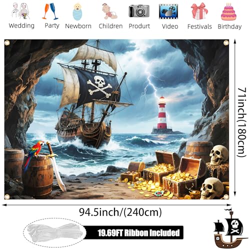 Fondo Fotográfico Barco Pirata 8x6 ft con Cinta miniatura 3