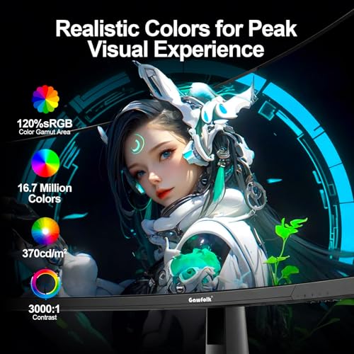 Gawfolk 44.5 Zoll Curved Gaming Monitor, 1500R UltraWide PC Bildschirm 185Hz 5120×1440P, Curved Computerbildschirm mit FreeSync und Pip/PBP, DP, HDMI 6