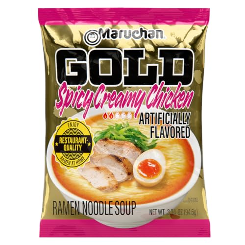 Image of Maruchan Gold Ramen Noodle Soup, Spicy Creamy Chicken Flavor - Restaurant Quality Japanese-Style Instant Noodles, Quick & Easy Meal - 3.34 Oz. (5 Pack)