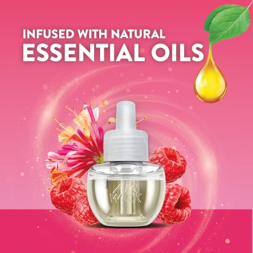Image of Air Wick Plug in Scented Oil Refills, 4 Count, Lush Honeysuckle and Raspberry, Air Freshener, Essential Oils, Eco Friendly