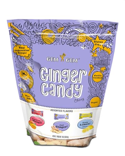 Gem Gem Ginger Candy Chewy Ginger Chews (Assorted Flavors, 19oz)