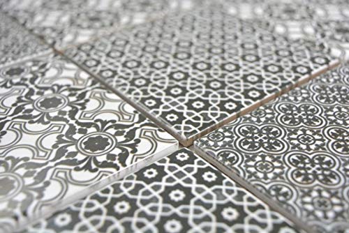 Azulejo de cerámica mosaico negro pared espejo cocina baño MOS22B-0303_f