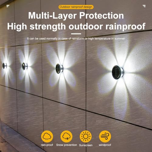 Image of Solar Lights, Ambiance Lights,wall Light, Decorative Light Downlights Dusk to Dawn Solar Wall Light Outdoor IP65 Waterproof for Backyard Walls, Hotels, Staircases,Park Floors (White-6LED-2Packs)