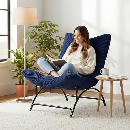 Sillón Plegable Terciopelo Azul marino miniatura 6